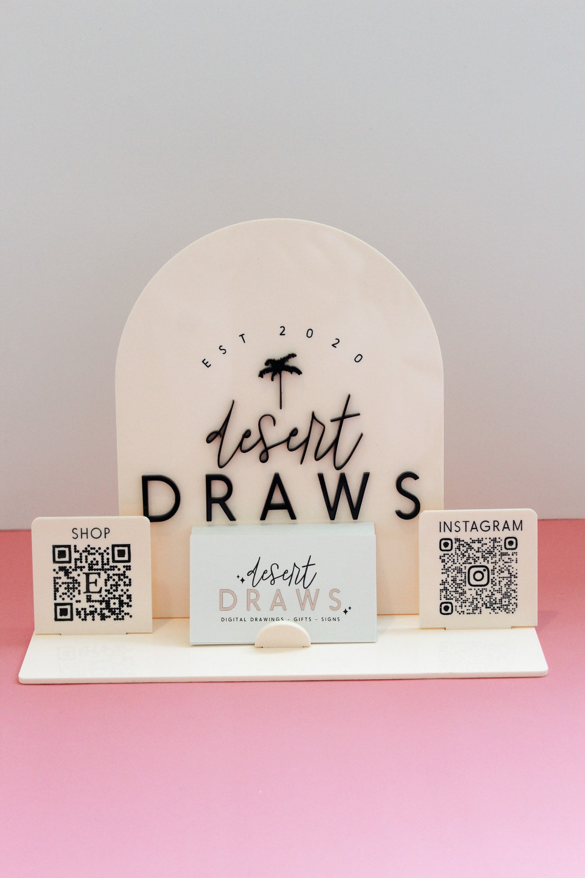 Table Top Logo Sign With QR Codes QR Code Display Sign | Etsy UK