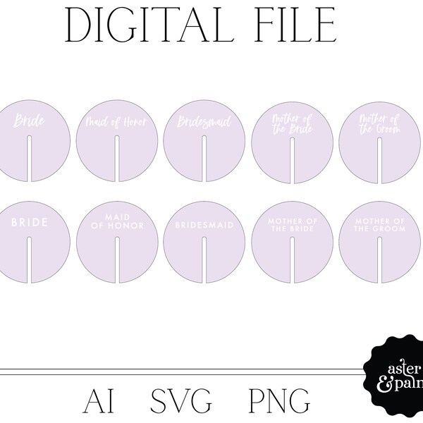 Digital Bridal Party Drink Tags File, SVG File, Laser Cut File, Drink Tags, Wedding SVG, Drink Tag File, Glowforge File, Drink Tag Design