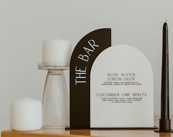 Engraved Acrylic Wedding Bar Menu Sign, 3D Letters