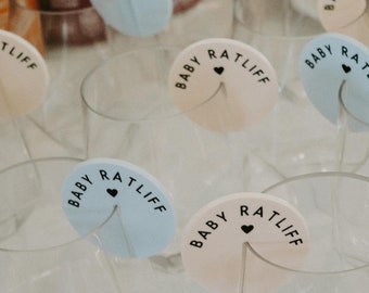 Custom Baby Shower Drink Tags | UV Printed Acrylic Drink Tags | Personalized Glass Name Tags | Baby Shower Decor