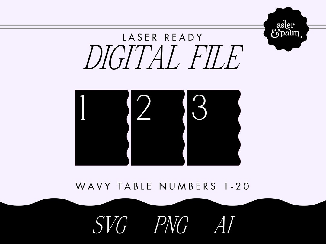 Digital 5x7 Wavy Table Numbers SVG, Wedding Sign Svg, Wavy Acrylic ...
