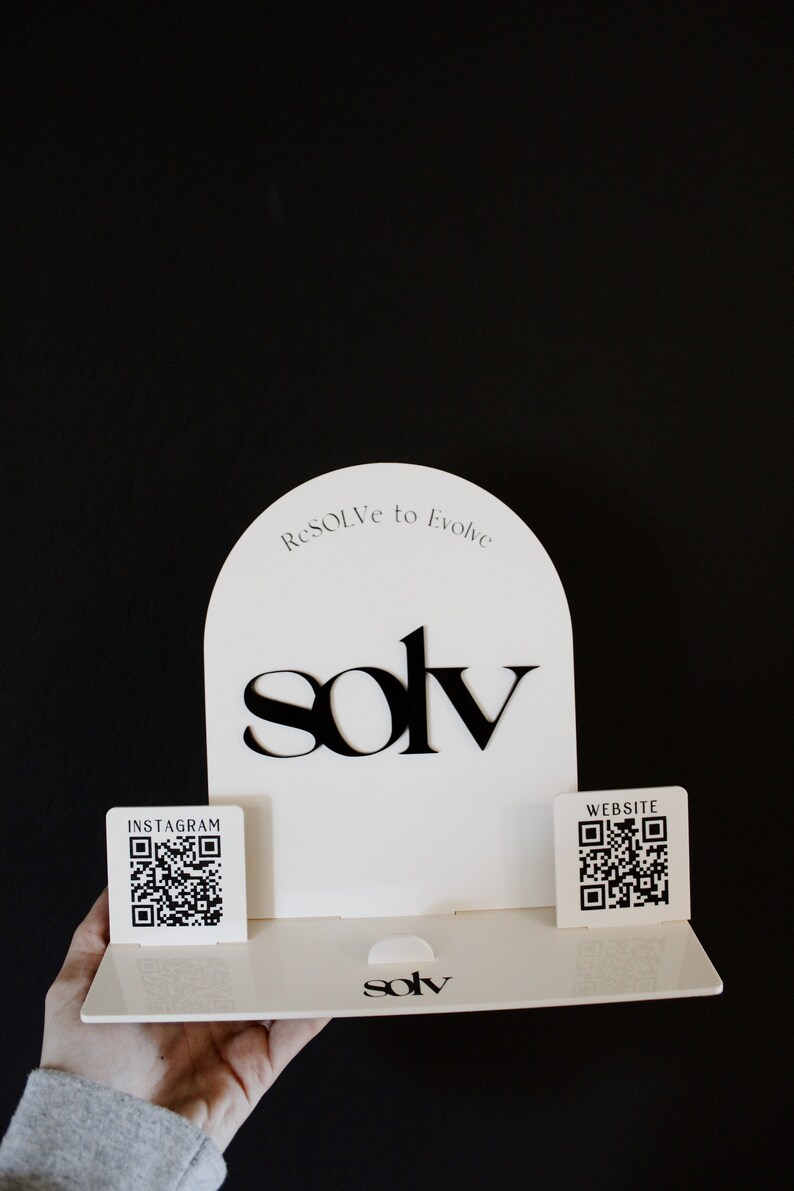 Table Top Logo Sign With QR Codes QR Code Display Sign - Etsy