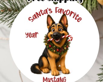 Personalized German Shepherd Santa's Favorite Dog Ornament 2026, Double-Sided Metal Christmas Keepsake