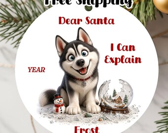 Personalized Siberian Husky  Dog Ornament 2026, Double-Sided Metal Christmas Keepsake