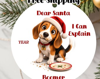 Personalized Beagle  Dog Ornament 2026, Double-Sided Metal Christmas Keepsake