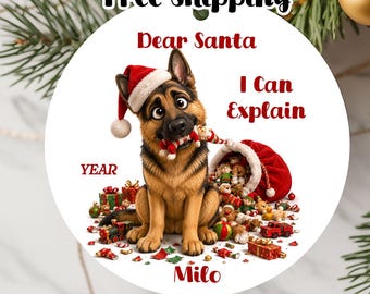 Personalized German Shepherd  Dog Ornament 2026, Double-Sided Metal Christmas Keepsake