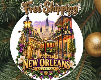 2026 New Orleans Travel Ornament, Vacation Keepsake, Christmas Souvenir Gift, Metal Holiday Decoration