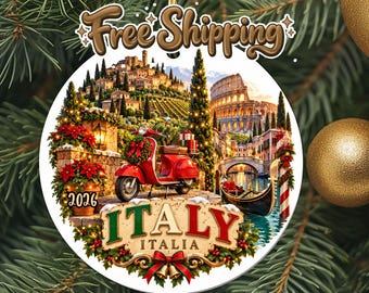 2026 Italy Travel Ornament, Vacation Keepsake, Christmas Souvenir Gift, Metal Holiday Decoration