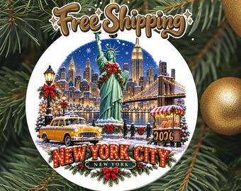 2026 New York City Travel Ornament, Vacation Keepsake, Christmas Souvenir Gift, Metal Holiday Decoration