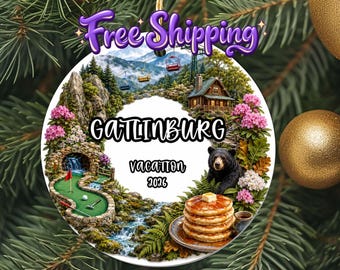 2026 Gatlinburg Travel Ornament, Vacation Keepsake, Christmas Souvenir Gift, Metal Holiday Decoration