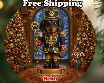 Personalized Dachshund  Nutcracker Dog Ornament 2026, Double-Sided Metal Christmas Keepsake