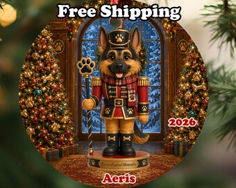 Personalized German Shepherd  Nutcracker Dog Ornament 2026, Double-Sided Metal Christmas Keepsake