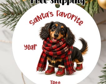 Personalized Dachshund  Santa's Favorite Dog Ornament 2026, Double-Sided Metal Christmas Keepsake