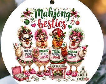 Mahjong Besties Christmas Ornament, Metal Game Night Group Gift (2026)