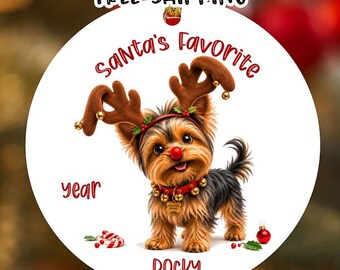 Personalized Santa's Favorite Yorkshire Terrier Dog Ornament 2026, Double-Sided Metal Christmas Keepsake