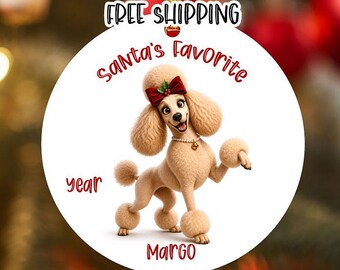 Personalized Poodle Santa's Favorite Dog Ornament 2026, Double-Sided Metal Christmas Keepsake