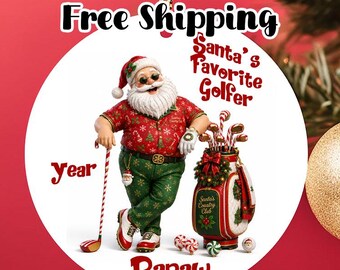 Personalized Santa's Favorite Golfer Christmas Ornament, Custom Name Year Keepsake