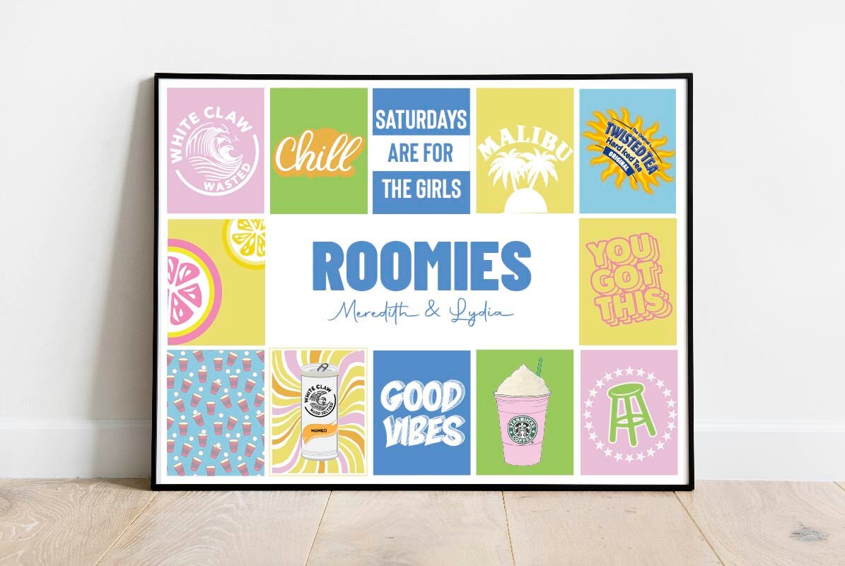 Personalized roomies Printable W Roommate's Names Dorm Etsy