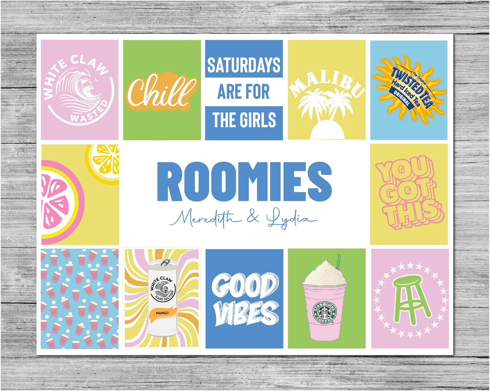 Personalized roomies Printable W Roommate's Names Dorm Etsy