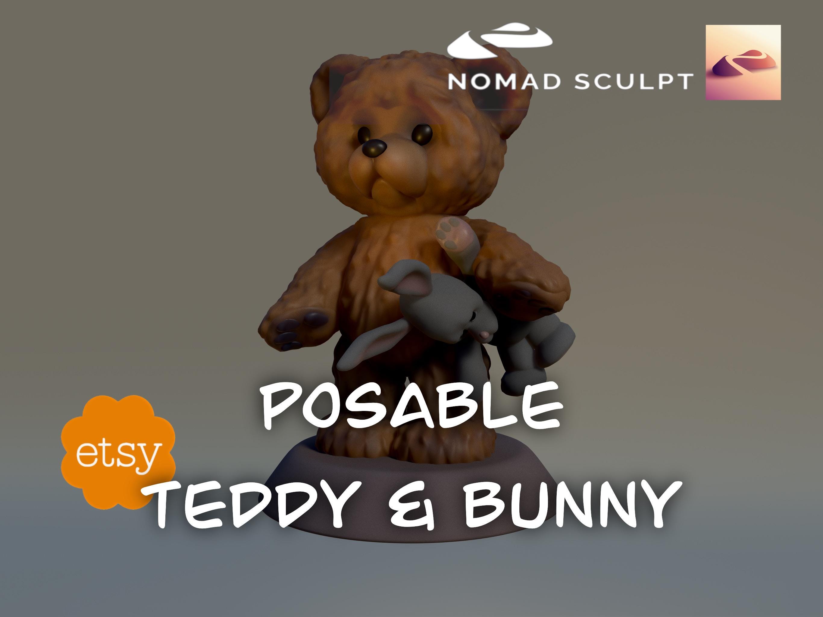 くまごろう3Dスト Nomad Sculpt - ポーズ可能なテディベアと悲しそうなウサギ - 3D