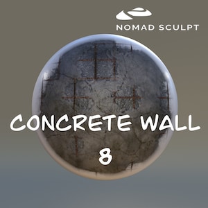 Peut inclure: Modèle 3D sphérique d'un mur en béton avec des fissures visibles et des barres d'armature métalliques rouillées. Le modèle est intitulé "CONCRETE WALL 8".