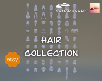 Nomad Sculpt - Hair Collection - Low Poly 3D Objects - Filetype nom (Nomad Sculpt File 1.79)