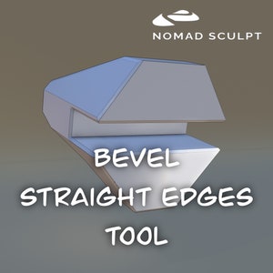 Può includere: Un modello 3D di uno strumento per smussare i bordi retti in Nomad Sculpt. Lo strumento è una forma geometrica grigia con un bordo smussato.