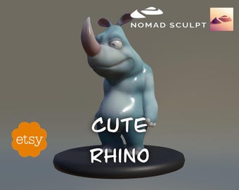 Nomad Sculpt - Cute Rhino posable - Rhinoceros - 3D Object - Base Mesh - Filetype nom (Nomad Sculpt File)