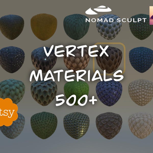 Nomad Sculpt - 500 + Vertex Materials - Textures Mega Pack - 3D printable - 3D printing - Fietype json