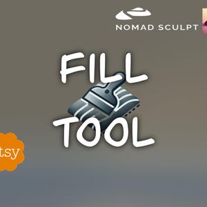 以下が含まれることがあります： グレーの背景に白い「FILL TOOL」というテキストが書かれた、ペイントブラシツールのデジタルイラスト。画像の右上隅には「NOMAD SCULPT」というテキストが、左下隅には「etsy」というテキストが書かれています。