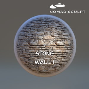 Peut inclure: Une texture sphérique d'un mur en pierre, montrant un gros plan de la surface rugueuse et inégale. Le texte "STONE WALL 1" est écrit en blanc sur la surface.