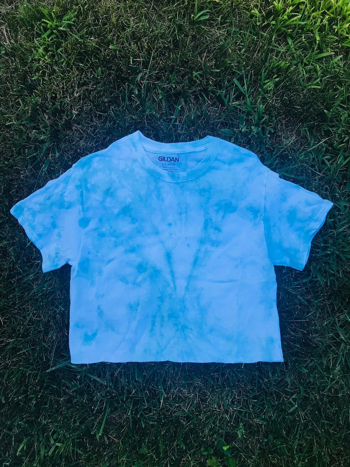 Light Blue, Cropped Tiedye Tshirt Etsy UK