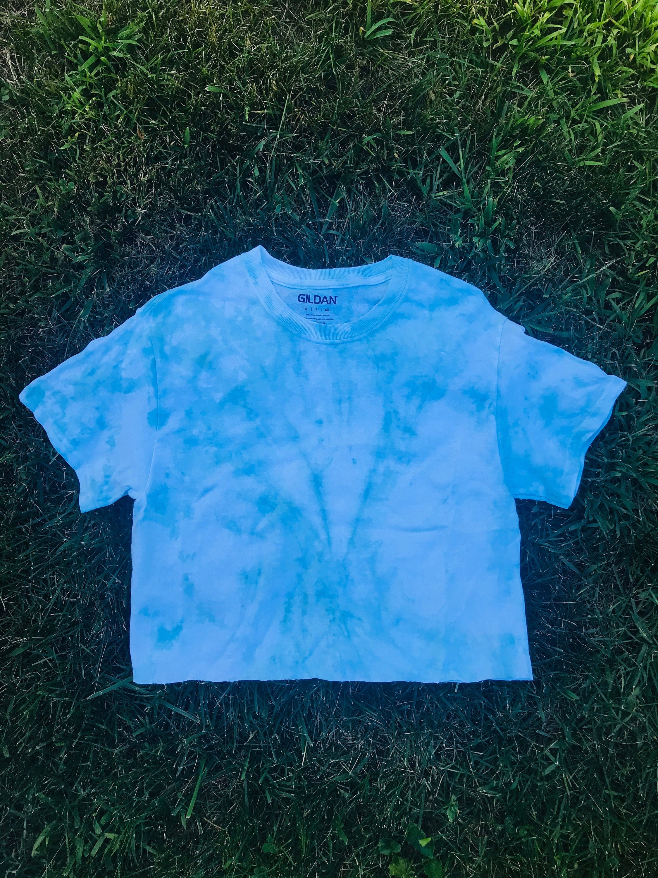 Blue Tie Dye Shirt
 Light Blue Cropped Tie dye T shirt Etsy UK