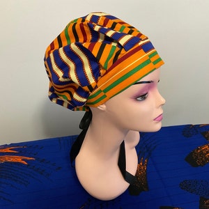 Bouffant scrub caps, Ankara kente bonnets, nurses scrub caps, nurses hats, surgical caps, African prints scrub caps