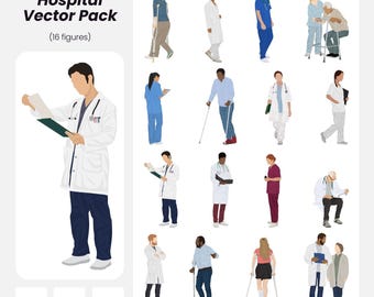 Hospital People Vector Pack: Architecture & Design Figures (AI, PNG, EPS) (Instant Download)
