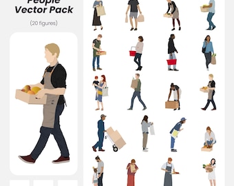 Grocery Store People Vector Pack: Architecture & Design Figures (AI, PNG, EPS)
