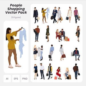 Shopping People Vector Pack: Architecture & Design Figures (AI, PNG, EPS) (Instant Download)