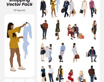 Shopping People Vector Pack: Architecture & Design Figures (AI, PNG, EPS) (Instant Download)