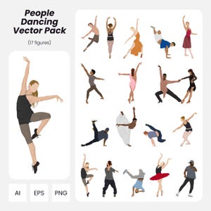 Dancing People Vector Pack: Architecture & Design Figures (Instant Download, AI, PNG, EPS)