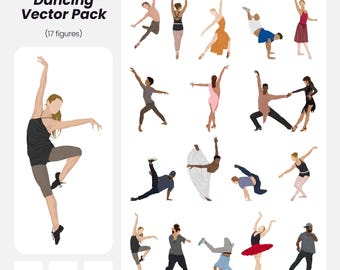 Dancing People Vector Pack: Architecture & Design Figures (Instant Download, AI, PNG, EPS)