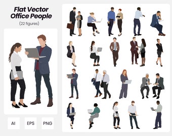 Flat Vector Office People Pack | 22 Pack Vector People Illustrations | Instant Download | AI - PNG - EPS | Cutout People