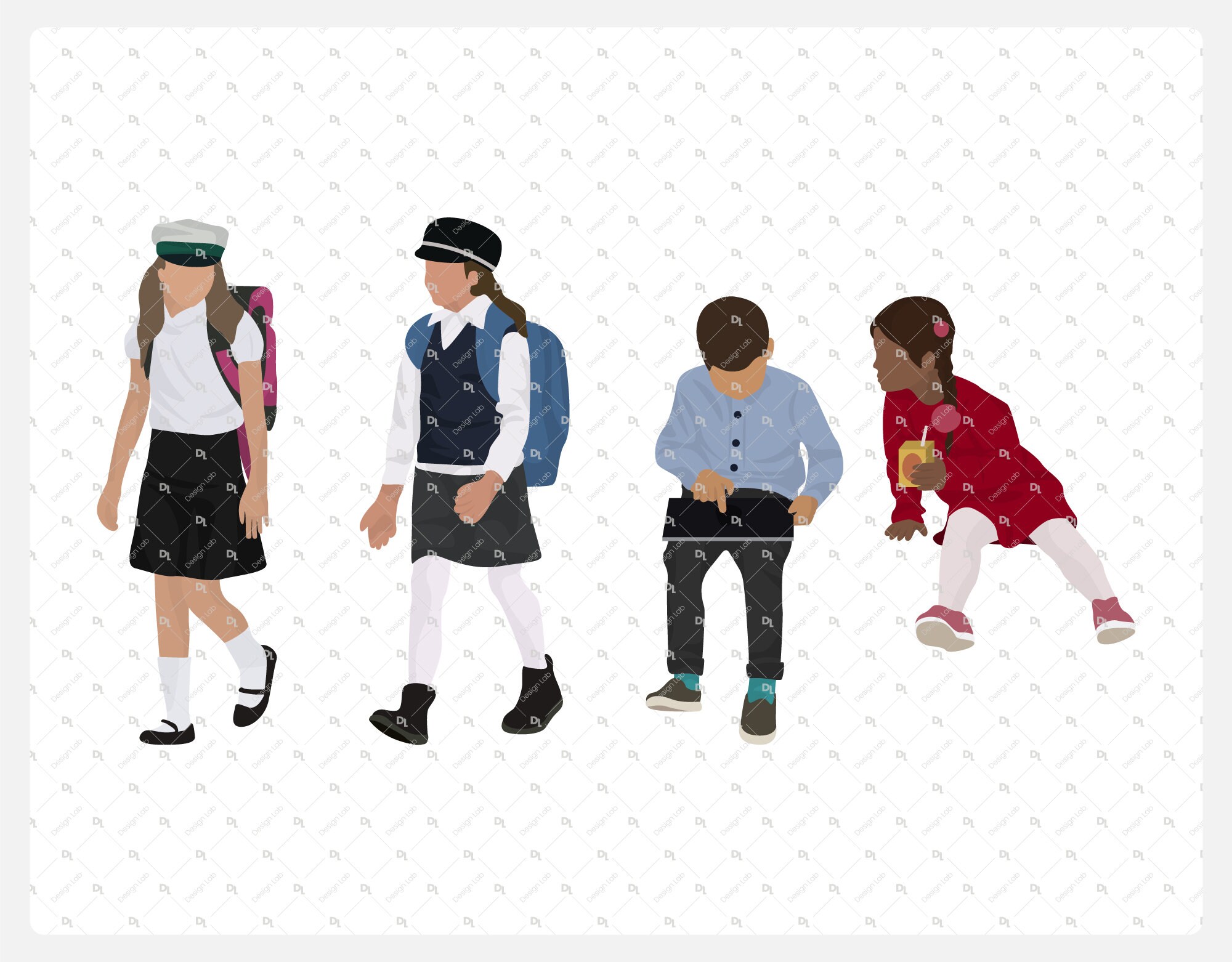 Flat Vector Raphic Children Flat Vector Kids Pack 2 / 26 Pack Vector Kids Illustrations / Instant ...