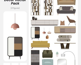 Interior Furniture Vector Pack: 21 AI PNG EPS Files (Instant Download)