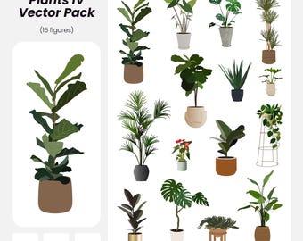 Interior Plants Vector Pack: Architecture & Design Graphics (AI, PNG, EPS) (Instant Download)
