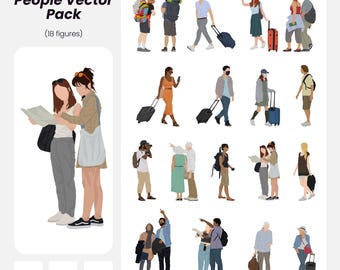 Tourist People Vector Pack: Architecture & Design Figures (AI, PNG, EPS) (Instant Download)