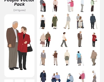 Elderly People Vector Pack: Architecture & Design Figures (AI, PNG, EPS)