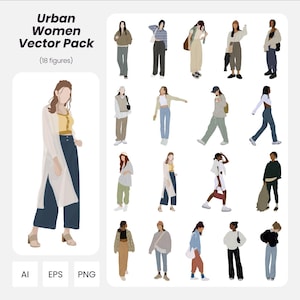 Urban Women Vector Pack: Architecture & Design Figures (AI, PNG, EPS) (Instant Download)