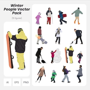 Winter People Vector Pack: Architecture & Design Figures (Instant Download, AI PNG EPS Cutout)