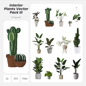 Interior Plants Vector Pack: Architecture & Design Graphics (Instant Download, AI, PNG, EPS)