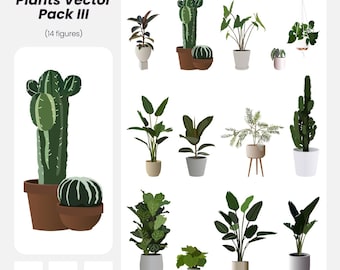 Interior Plants Vector Pack: Architecture & Design Graphics (Instant Download, AI, PNG, EPS)